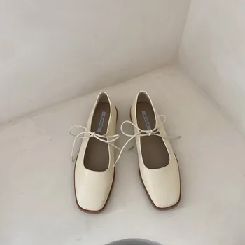 בסגנון בריטי שרוכים דירות בנות סוויט מרי ג ' יין נעליים חד-בוהן בנות מוכנים לעבוד נעליים