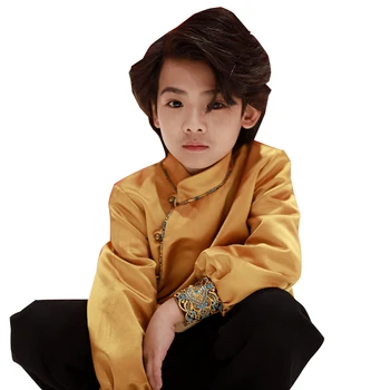 הזהב Hanfu סינית מסורתית ארוך חולצות שרוול החולצה ילד ילדים ילדים פיה, תחפושת Cosplay ההאנבוק הזה טאנג בגדים HFT028