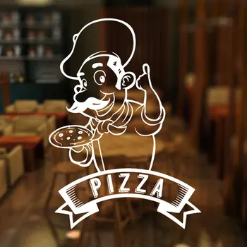 פיצה הפיצריה לוגו לבשל לחתום על החלון מדבקות ויניל אמנות עיצוב הבית מטבח איטלקי במסעדה בחדר האוכל מדבקות קיר 3519