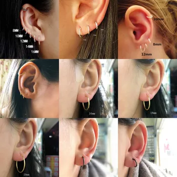 רוקסי 925 כסף סטרלינג עגילים לנשים פשוטה עצם באוזן עגילי חישוק מיני אוזניים קטנות, אבזם עגול מעגל חריש תכשיטים מתנה