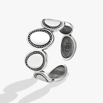 925 כסף סטרלינג, עיצוב ייחודי וינטג ' צורה עגולה הטבעת לנשים תכשיטים אצבע מתכוונן טבעת פתוחה עבור מסיבת יום הולדת מתנה