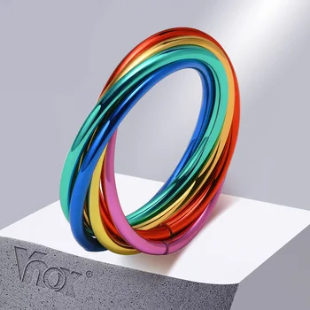 Vnox ייחודי חדש LGBTQ גאווה משתלבים מתגלגל טבעות לגברים נשים, קשת, צבע נירוסטה לערום האצבע טבעת תכשיטים