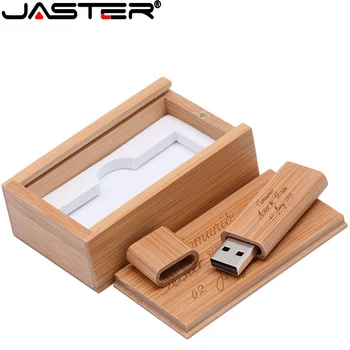 ג ' סטר חינם מותאם אישית לוגו כונן הבזק מסוג USB עץ במבוק USB עם תיבת מקל זכרון 16GB כונן עט 32GB 64GB USB מתנות לחתונה