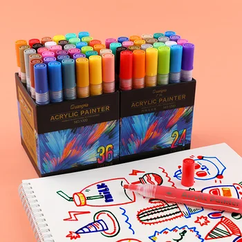 GuangNa אקריליק רגיל-4-48 Colores עט סימון פרמננטה DIY גרפיטי לאמנות בבית ספר אספקה צבע העט ביד ציור קרמיקה