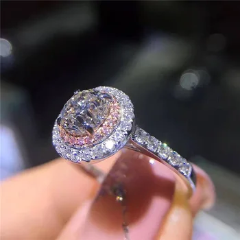 אמיתי 925 כסף סטרלינג FL 1 קראט טבעת היהלום לנשים Anillos כסף 925 תכשיטי החתונה יהלומים טבעת אבן חן נשים תיבת