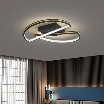 אור תקרת LED פינת אוכל סלון מודרני יצירתי משטח הר לוח מנורת חדר שינה מטבח פשוט מנורת תקרה שחורה זהב