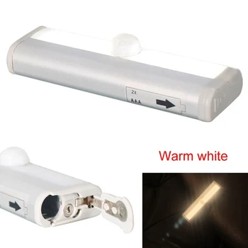 לבן/חמה USB נייד PIR אינדוקציה גוף חיישן תנועה תאורת ארון לילה הסוללה LED מגירת הבגדים בלילה אור מנורת קיר