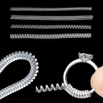4pcs תכשיטים, כלים ציוד הטבעת שמאי שקוף ספירלת חוט גודל הטבעת שמאי מותחן כמפחית DIY שינוי גודל טבעת כלים.