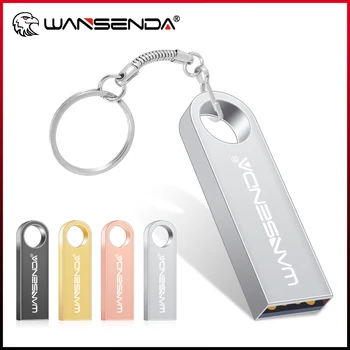 WANSENDA כונן הבזק מסוג USB מתכת Pendrive 32GB און קי 4GB 8GB 16GB 64GB 128GB מחזיק מפתחות מקל זיכרון Flashdisk