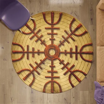 ויקינג סיבוב שטיח Vegvisir סמל 3D מודפס שטיח ללא החלקה מחצלת חדר אוכל סלון רך השינה השטיח
