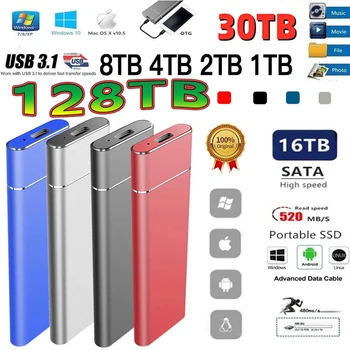 2023 נייד חדש SSD סוג C-USB3.1 2TB חיצוני נייד כונן הזיכרון המוצק 8 טרה-בתים במהירות גבוהה 1TB כונן קשיח למחשב נייד לאחסון בנפח גדול