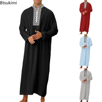 2023 המוסלמים אופנה גברים רופף החלוק רמדאן עיד הערביות דובאי כיס רוכסן החולצה החלוק Abaya Jubba Thobes Kaftan האסלאמית בגדים