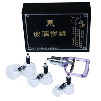 מוצר חדש !!! 6pcs להגדיר זכוכית cupping צנצנת קופסת מתנה עיסוי סיני טיפול