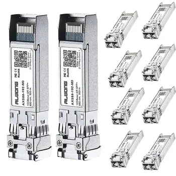 10GBase-SR Multimode SFP+ כדי LC סיבים מודול משדר 850nm 300 מטר, עבור סיסקו SFP-10G-SR, Ubiquiti, Mikrotik, Netgear,10 Pack