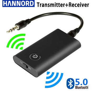 Hannord 2 ב 1 אלחוטית Bluetooth 5.0 משדר מקלט Chargable אודיו מתאם לטלוויזיה מחשב רמקול 3.5 מ 