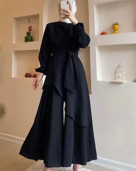 אצילי שחור ארוך Pansuit נשף שמלה ארוך שרוולים עם התלקח מכנסיים ערב מסיבת הקיץ השמלה Women2023