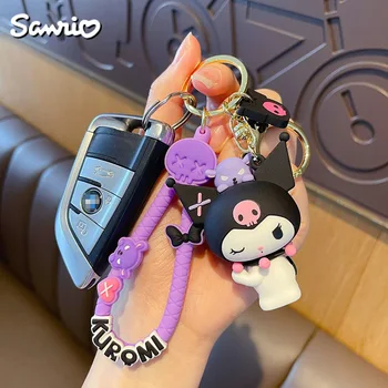 Sanrio Kuromi שלי מלודי מחזיק מפתחות אנימה צבע רשתות PVC Q גרסה דמויות מצוירות שרשרת מפתח טבעת מחזיק תיק קסם תכשיטים