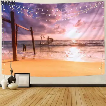 NKNK השמיים Tapiz החוף Tenture מנדלה הוואי שטיחים נוף שטיח הקיר עיצוב בוהו עיצוב חדש היפי