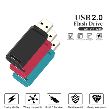 Pendriver USB עט פלסטיק 32gb כונן 64gb מיני USB2.0 פלאש 128gb מהירות גבוהה כרטיס זיכרון עבור טלפונים ניידים, מחשבים ניידים