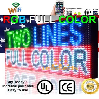 41x16inch מלא צבע RGB חיצוני עמיד למים 10MM HD Wifi+U דיסק לתכנות גלילת הודעה רחוב רב-קו שלט Led לוח