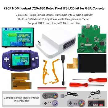 720P-HDMI תואם תאורה אחורית LCD IPS להחליף תחנת עגינה עבור Game Boy Advance GBA מסוף עבור פונה GBA לתוך 