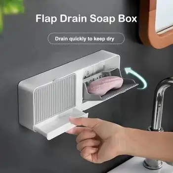 בלי אגרופים תלייה על קיר כפול, סריג צדפה תיבת סבון טואלט, מתלה רחצה, סבון כלים מטבח תיבת אחסון לכסות את הסבון