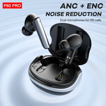 ANC אלחוטית Bluetooth אוזניות ביטול רעש Bluetooth אוזניות 5.3 6 מיקרופון ENC HD קורא TWS אוזניות שקיפות מצב