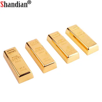 SHANDI מתכת סימולציה מטילי זהב דגם כונן הבזק מסוג USB כונן עט הזהב כרטיס זיכרון pendrive 4GB/16GB/32GB/64GB און קי