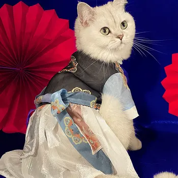 מחמד בגדים חתול בסגנון סיני Hanfu חתול מחמד בגדי הקיץ חתול דק חצאית חמודה הכלב שמלת הקיץ להתלבש כלי אביזרים לחיות מחמד
