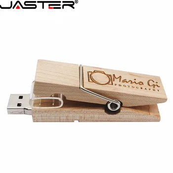 ג ' סטר למכור חם יצירתי עץ קליפ אמיתי קיבולת USB 2.0 בנפח 4GB/8GB/16GB/32GB/64GB USB flash drive חינם לוגו