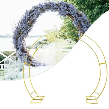 זהב חתונה כפולה קשת המעגל מעוקל ברזל דקורטיביים אביזרים פרח מתלה עבור מסיבת החתונה.