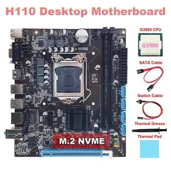 H110 שולחן העבודה לוח אם+G3900 מעבד+SATA כבל+החלפת כבל+בשמן התרמי+פד תרמי LGA1151 DDR4 על 6/7/8 מעבד