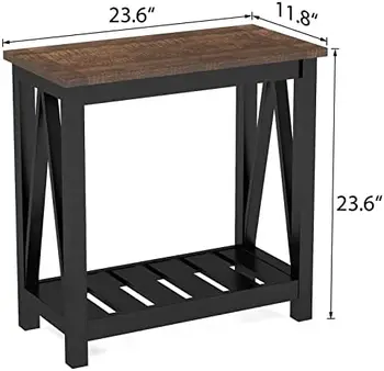 השולחן, כפרי, וינטאג', הצר לצד שולחן עם מדף אחסון לחללים קטנים, שידה ספה שולחן סלון, Bedr