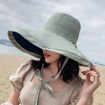 נשים UV הוכחה אופנה רחב חיצונית חוף גדולה אפס מקום דייג כובע הגנה מהשמש כובע דלי הכובע