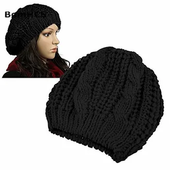 BomHCS האופנה החורף חם נשים כומתה עבה לסרוג לסרוג קלוע ביני כובע כובע נמושה