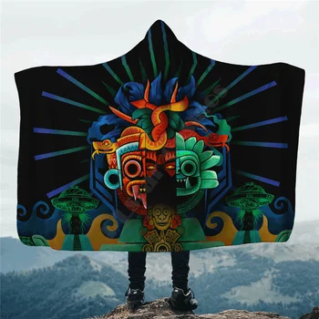 האצטקים פסיכדלי Tlaloc ציור קיר אמנות המכוסה שמיכה 3D בכל מודפס לביש שמיכה מבוגרים עבור ילדים שמיכה