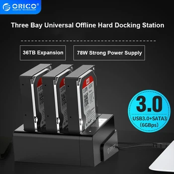ORICO 3 מפרץ הכונן הקשיח תחנת עגינה עם לא מקוון שיבוט SATA-USB 3.0 1 2 תחנת עגינה עבור 2.5/3.5 אינץ HDD תמיכה 36TB