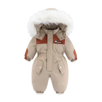 -30 מעלות 2023 החורף תינוק חליפת שלג בתוספת קטיפה חם לילדים החורף סרבל 1-5 שנים ילדים סרבל תינוק הילדה Romper